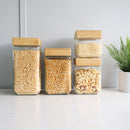 2 of 2:Home Basics 4 Piece Square Glass Canisters with Bamboo Lids 