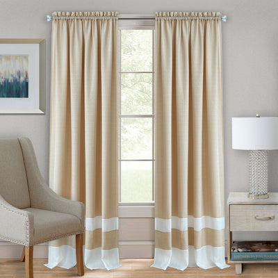 1 of 6:Darcy Textured Rod Pocket Window Panel, Tan-White, 52x84 Inches 