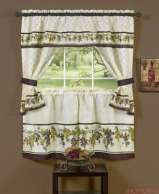 3 of 3:Ensemble de rideaux de cuisine sur mesure Tuscany - 57 x 36 et 30 x 36 pouces 