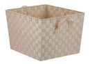 1 of 3:Panier de rangement Home Basics en polyester tissé, ivoire, très grand, 38 x 33 x 25 cm 
