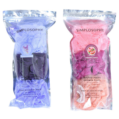1 of 3:Simplosophy 3-Pack Infused Jumbo Shower Poufs, Assorted 