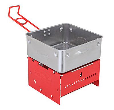 4 of 8:Kit réchaud de camping Sterno avec cadre et panneaux pare-vent, rouge-gris 
