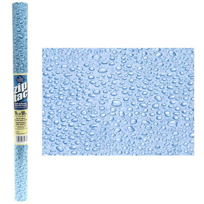 1 of 1:Zip Tac Self-Adhesive Decorative Shelf Liner Rain Drop Blue Design - 9 Ft X 18 In 