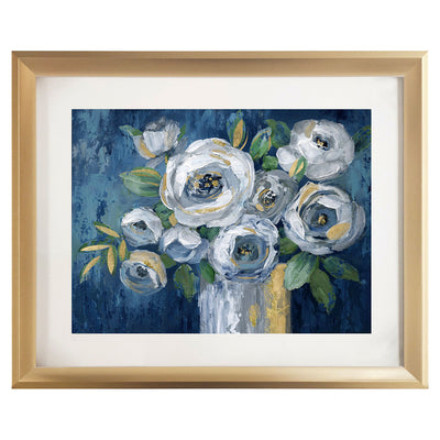 1 of 1:PREMIUS Conference Framed Vase With Flower Wall Art, Blue, 17x21 Inches 