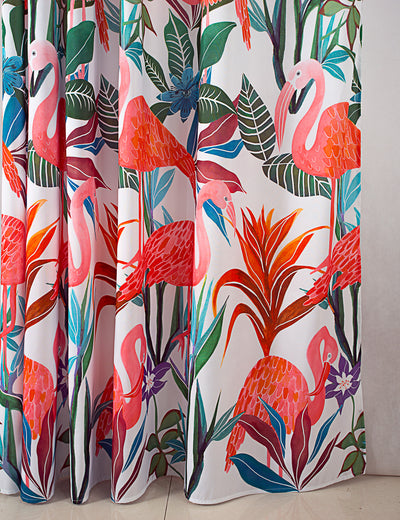 3 of 7:Classic Printed Flamingo Shower Curtain, Multi, 70X72 Inches 