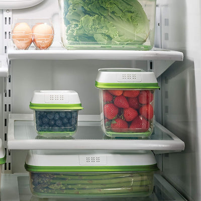 5 of 6:Rubbermaid Freshworks Produce Saver Food Storage Container, Long Rectangle, 8.4 Cup, Green 