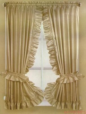 1 of 1:Fabric Dobbie Window Curtain Set Taupe - 36x54 