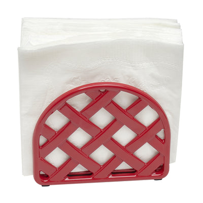 4 of 5:Home Basics Cast Iron Weave Design Napkin Holder, Red, 5.5x2x4.75 Inches 