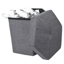 6 of 6:Collapsible Hexagon Storage Ottoman, Grey Linen, 15x15x15 Inches 