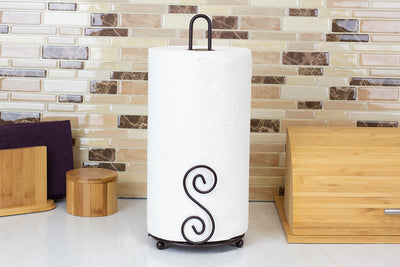 4 of 7:Home Basics Scroll Collection Paper Towel Holder, Bronze, 6x6x13.5 Inches 