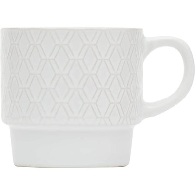 3 of 5:Ensemble de 4 tasses empilables Home Basics avec support, motif double diamant en relief 