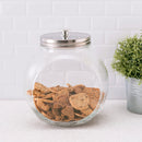 2 of 3:Grand bocal rond en verre pour bonbons Home Basics avec couvercle en acier inoxydable, transparent, 1 gallon 