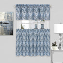 6 of 8:Avery 3-Piece Printed Kitchen Curtain Set, Blue, Tiers 58x36 Inches, Valance 58x14 Inches 