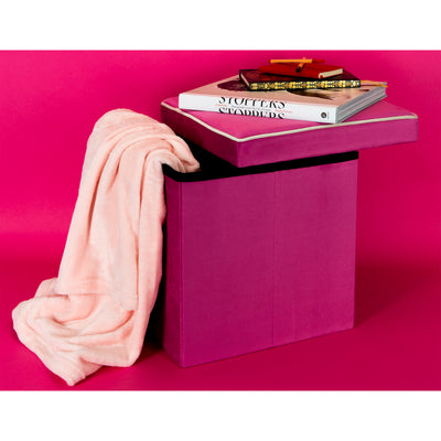 3 of 4:Simplify Collapsible Velvet Storage Ottoman in Pink 