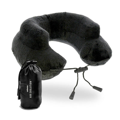 1 of 5:Cabeau Air Evolution Inflatable Travel Neck Pillow with Pouch and Cover, Black 