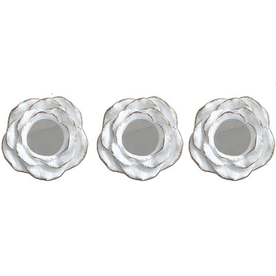 1 of 2:Ensemble de 3 miroirs floraux en résine Premius, décoration murale, blanc, 20 cm 
