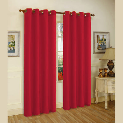 1 of 5:Melanie Faux Silk Grommets Window Panel, Burgundy, 55x95 Inches 