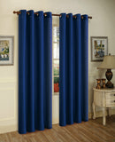 1 of 1:Melanie Faux Silk Grommet Window Panel, Navy Blue, 55x63 Inches 
