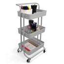 1 of 2:Home Basics Carro utilitario rodante de acero de 3 niveles con 2 ruedas de bloqueo, gris 