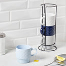 5 of 5:Ensemble de 4 tasses empilables Home Basics avec support, motif double diamant en relief 