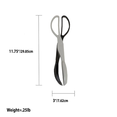 6 of 6:Home Basics Heavy Duty Plastic Salad Tongs, White-Gray, 11.5x2.5x3 Inches 