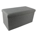 1 of 1:Collapsible Storage Ottoman, Grey Linen, 30x15x15 Inches 