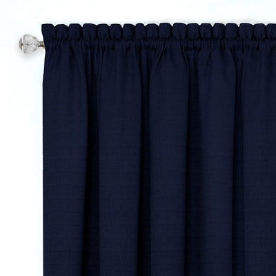 6 of 6:Panneau de fenêtre texturé Darcy à passe-tringle, bleu marine et blanc, 52 x 84 pouces 
