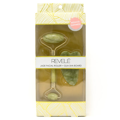 1 of 1:REVELE Jade Facial Roller y Gua Sha Board, Verde 