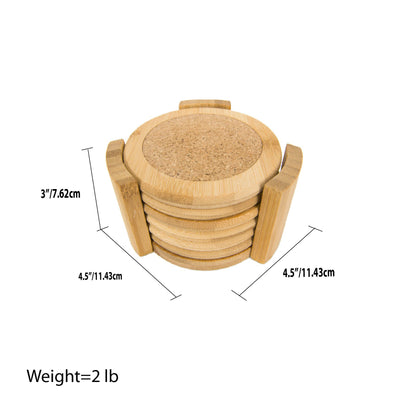 5 of 5:Ensemble de 6 sous-verres en bambou Home Basics avec support, naturel, 4,5 pouces 