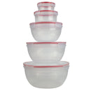 3 of 5:Home Basics - Recipientes de almacenamiento de alimentos de plástico redondos con cierre de 10 piezas con tapas a presión, color rojo 