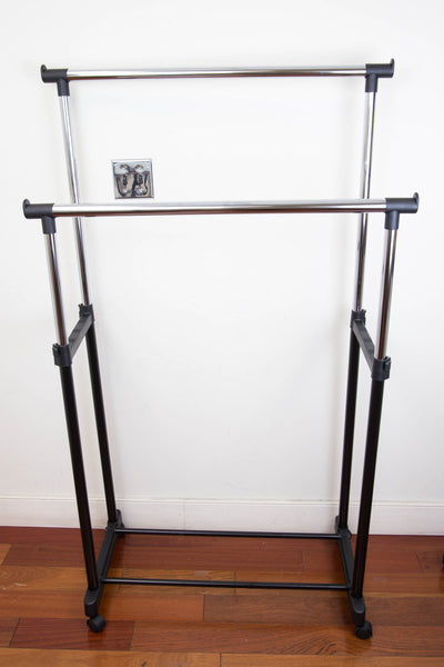 3 of 6:Sunbeam Chrome Plated Steel Double Garment Rack, Black, 32.75x17 Inches 