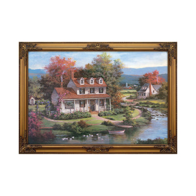 1 of 1:Cadre photo paysage Premius, Maison au bord de la rivière, 41 x 29 pouces 