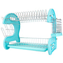 3 of 7:Home Basics 2 Tier Plastic Dish Drainer, Turquoise 