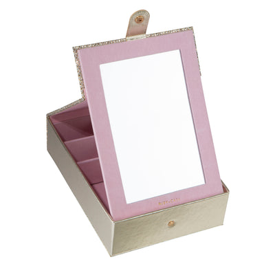 4 of 4:Boîte à bijoux multi-compartiments Ruby+Cash avec miroir de courtoisie, dorée 