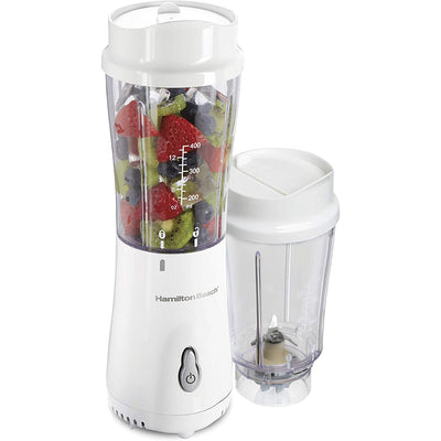1 of 7:Hamilton Beach Smoothie Blender With 2 Travel Jars and Lids, White 