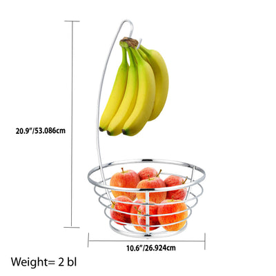 4 of 4:Home Basics Chrome Plated Steel Fruit Basket with Banana Tree 
