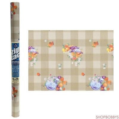 1 of 1:Zip Tac Self-Adhesive Decorative Shelf Liner Fruit Check Beige - 9 Ft X 18 In 