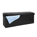 1 of 2:Pouf de rangement triple pliable en similicuir Simplify, noir 