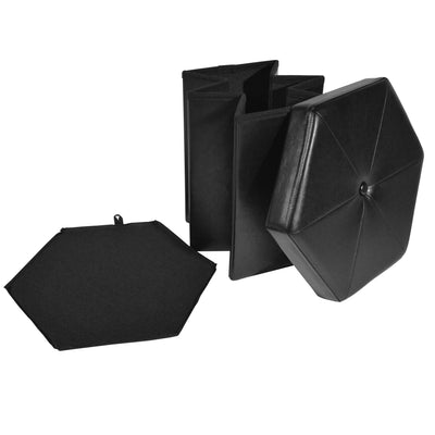 3 of 6:Collapsible Hexagon Storage Ottoman, Black Faux Leather, 15x15x15 Inches 