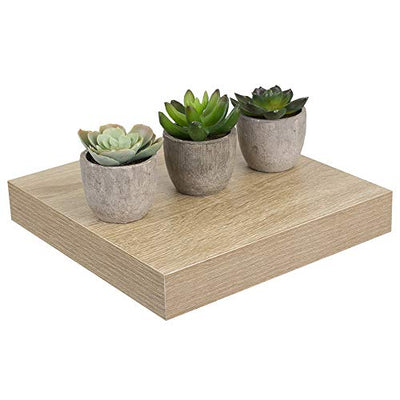 2 of 6:Étagère flottante carrée décorative en bois Home Basics, design chêne, 23 x 23 x 3,8 cm 