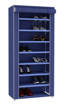 1 of 5:Home Basics 8 Tier Portable Polyester Shoe Closet, Navy, 23x12x54 Inches 