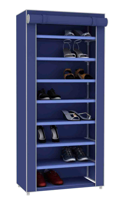 1 of 5:Home Basics 8 Tier Portable Polyester Shoe Closet, Navy, 23x12x54 Inches 