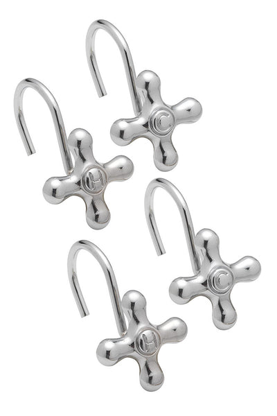 1 of 1:Crochets de douche en métal pour robinet d'eau chaude et froide Colonial, paquet de 12, chrome 