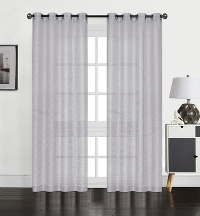 1 of 6:Perry Textured Slub Sheer Grommet Window Panel, Silver, 54x84 Inches 