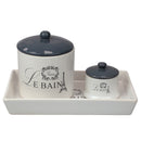 1 of 4:Home Basics Le Bain Paris Juego de recipientes de cerámica de 2 piezas con bandeja de tocador de cerámica a juego, color blanco 