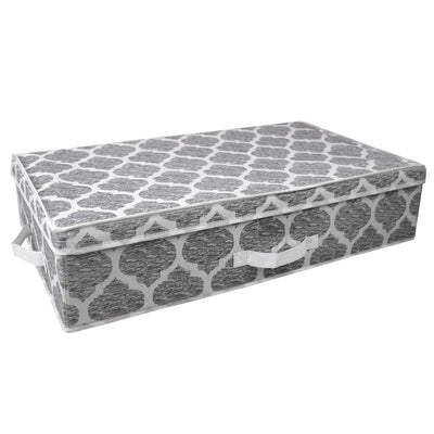 1 of 1:Home Basics Arabesque Under The Bed Storage Box, White, 16x28x6 Inches 