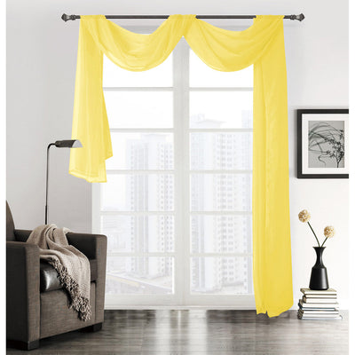1 of 1:Linda Voile Sheer Solid Window Bufanda, amarillo brillante, 55 x 216 pulgadas 
