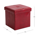 1 of 2:Cubo otomano de almacenamiento plegable de piel sintética Simplify en rojo 