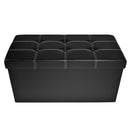 4 of 8:Pouf de rangement pliable et capitonné, similicuir noir, 76 x 38 x 38 cm 