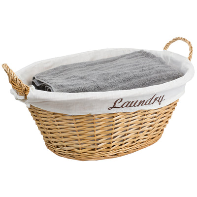 4 of 7:Home Basics Wicker Laundry Basket with Removeable Liner, Natural, 22x17x9.5 Inches 